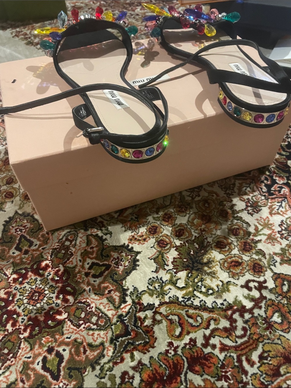 Miu Miu Black Slingback Heels with Multicolor Crystal Embellishments!Final sale! - Picture 3 of 4